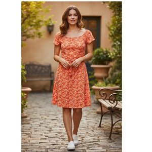 Stitch Fix Kaileigh Rebecca Floral Dress with‎ Flutter Sleeves Coral XLP